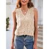 Canottiera Estiva da Donna a Colore Unito con Lavorazione ad Uncinetto in Pizzo Intrecciato Top Sexy con Bordi in Pizzo a Maglia
