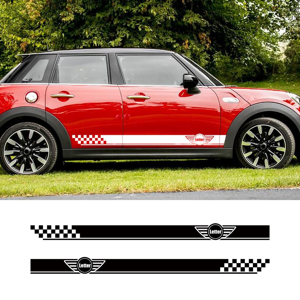 2PCS Racing Sport Vinyl Decals Car Door Side Stripe Stickers for MINI Cooper Countryman Clubman JCW Fashion Car Accessories