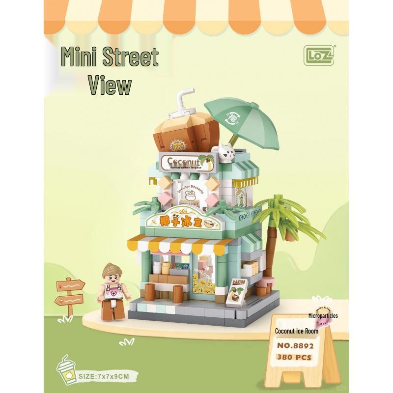 Loz New Street Micro-Diamond Building Blocks: Small Shop Food Street Scene Puzzle Toy Gift.
