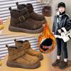 2025 Autumn/Winter Kids' Frosted Leather Boots with Versatile Belt Buckle and Soft Sole for Girls