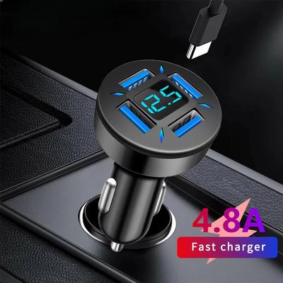 Car Charger with Digital Display USB Fast Charging Phone Adapter For iPhone 16 15 Samsung Xiaomi Huawei Quick Charger3.0 Charger