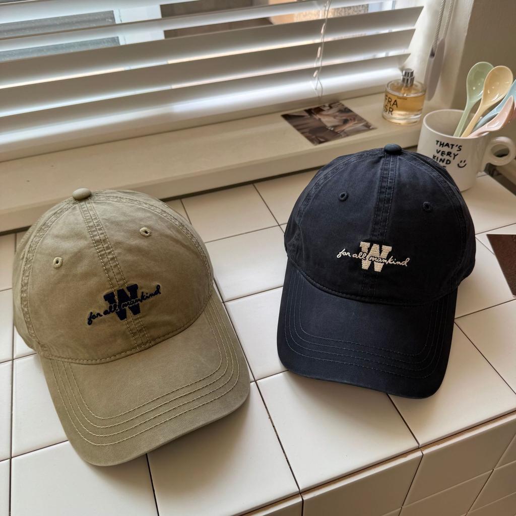 Spring and Summer American Letter Embroidery Washed Cotton Baseball Cap Children Big Head Circumference Deep Top Cap Men's Sunscreen Cap Tide