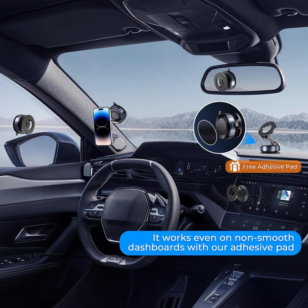 2025 Upgrade Strong Magnetic Car Phone Holder Foldable Design 360° Adjustable Vacuum Mount for Car/Desk/Bathroom/Universal Use