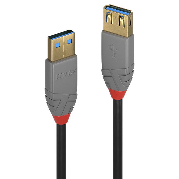 Rallonge USB 3.0 type A - LINDY - Anthra Line - 0.5m - Double blindage - Connecteurs plaqués or