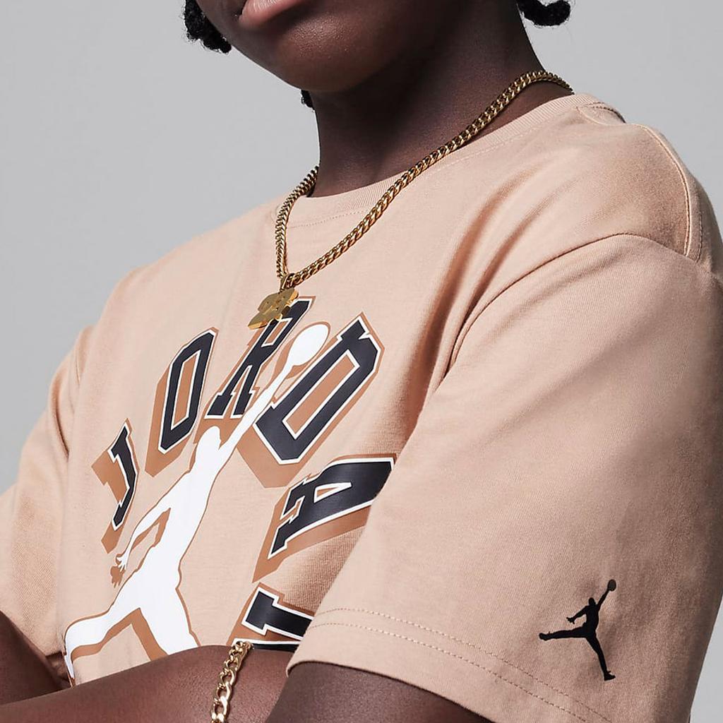 Jordan Varsity Jumpman Logo Print Casual Knit Short Sleeve T-Shirt Kids Tops Maize FV2530-200