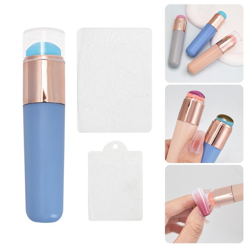 Reusable Silicone Nail Brush Clear Nail Stamper Kit for Easy to Usea Nail Art with Gradient Effect Manicure Accesories