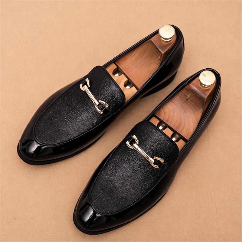 Designer Fashion Luxury Men's Black Metal Buckle Casual Dress Leather Shoes Male Wedding Homecoming Prom Footwear Zapatos Hombre