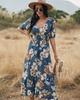 2023 Summer New Sexy Printed Bohemian Dress with Waistline Slimming Women's Clothing
