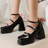 Fashion Women's Patent Leather High Heel Lolita Shoes, Cute Mary Jane Shoes, Wedding Role Play Shoes, Size 31-43