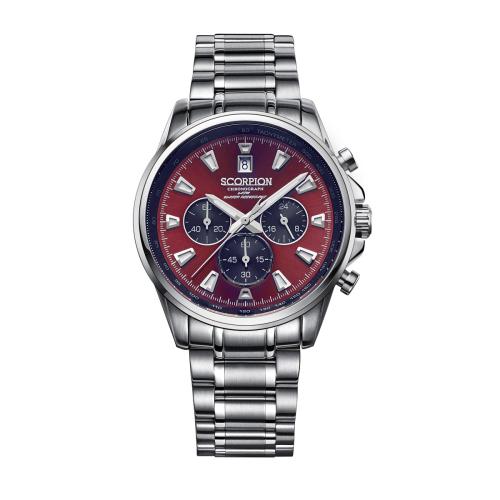 

[SCORPION] Мужские часы-хронограф SCORPION Aton с металлическим браслетом SP3312M-RD Standard