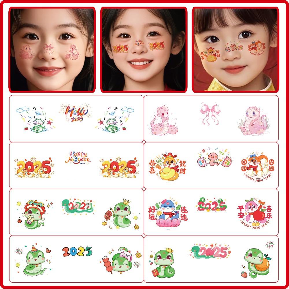 6 Sheets Trendy Glitter Face Tattoo Red Temporary Face Makeup Patches DIY Waterproof Tattoo Sticker Girls