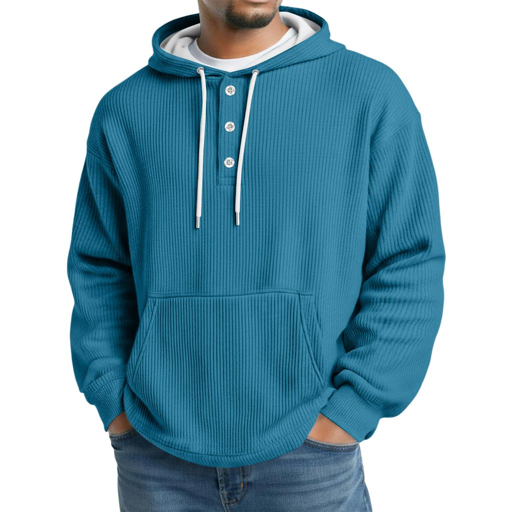 Men's Knit Hooded Sweatshirt Casual Long-Sleeve Sweatshirt