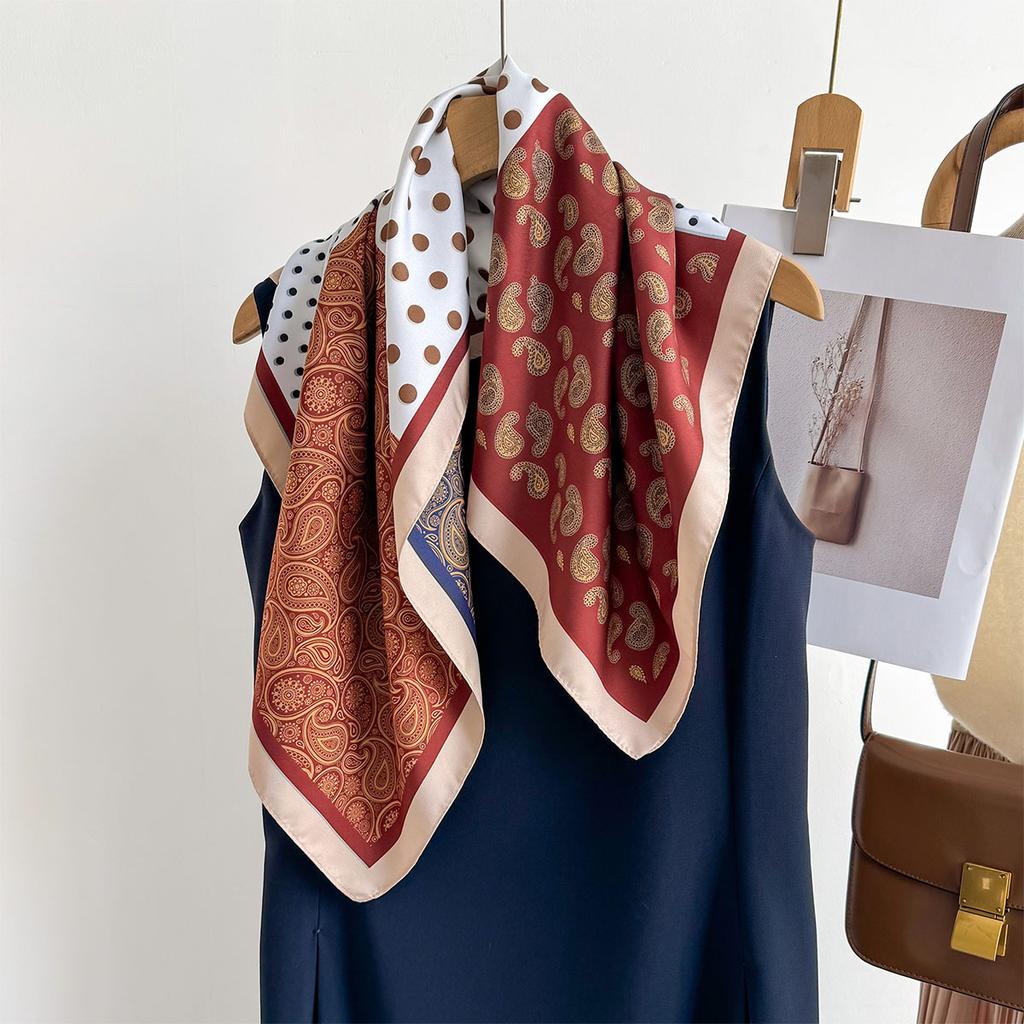 New double-sided silk scarf splicing fashion new versatile neck professional scarf popular recommendation trend