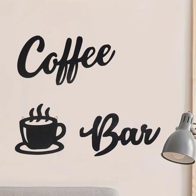 Charming 7pcs Coffee Bar Sign Wall Hanging Art. Decor with Coffee Beans and Café Cups. Ideal for Restaurant. Enjoy Coffee Charm.