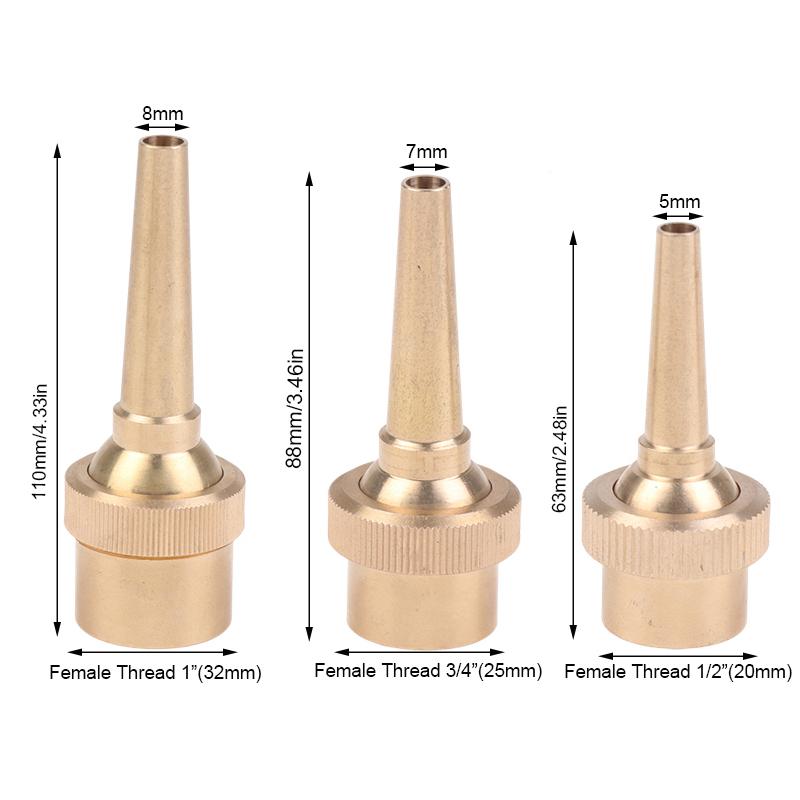 1/2" 3/4" 1" Female Thread Copper Straight Jet Fountain Nozzle Adjustable Water Fountain Garden Park Radial Water Column