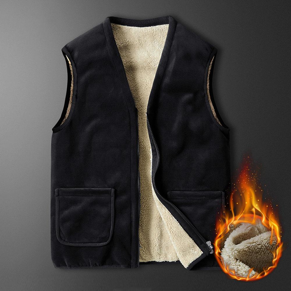 

Мужская куртка-пуховик большого размера Plus Velvet Winter, ветровка, куртка без рукавов, жилет для мужчин на открытом воздухе 3XL чёрный