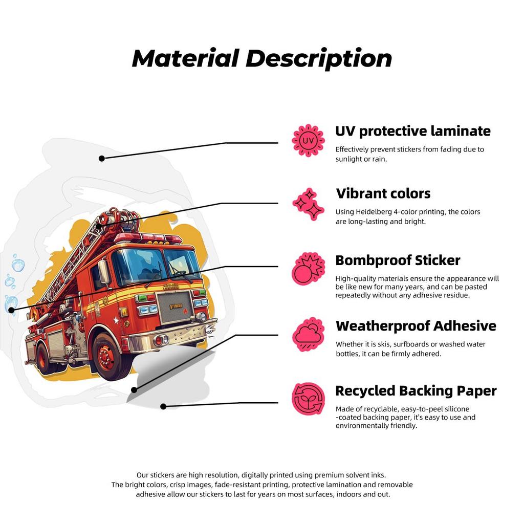 50 Kinder Feuerwehrauto Aufkleber Pack DIY Feuerlöschaufkleber Aufkleber Koffer Handyaufkleber