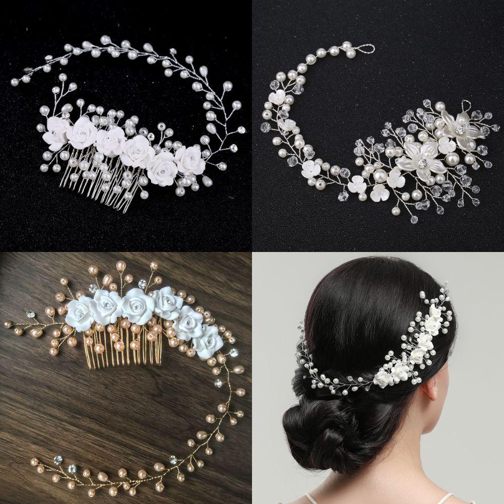 Fashion Pearl Hair Comb Vintage Flower Hair Comb Bridal Hair Accessories Engagement Party