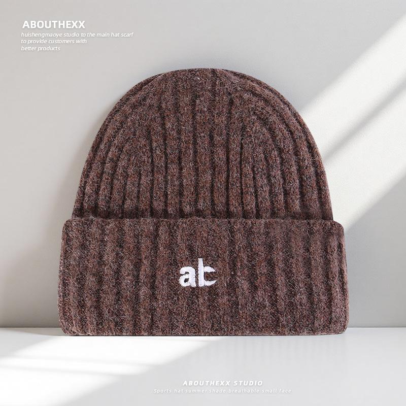 

Autumn and Winter Knitted Woolen Hat for Women Thickened Warm Ear Protection Cold Hat Korean Atmosphere Casual Letter Pullover Hat M（56-60cm）