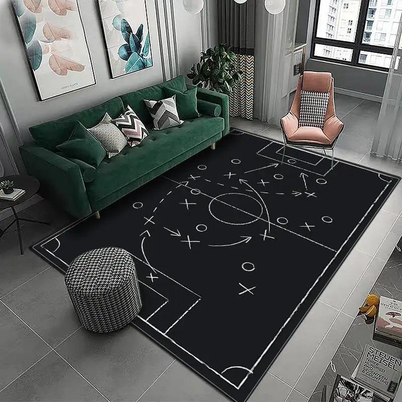 3D Football Field Carpet for Boys Room Bedroom Sofa Doormat Decor Kids Play Area Rug Carpet Non-slip Soft Floor Mat Polyester