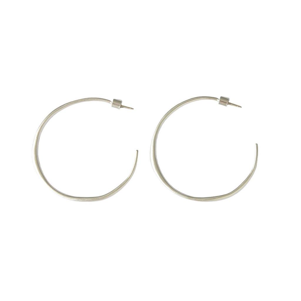 Electroplated Silver Polished Large Hoop Earrings - Simple European Design