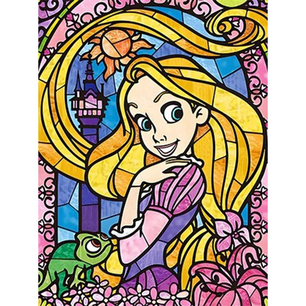 

Disney Diamond Painting Rapunzel Stained Glass Art Painting Diamond Mosaic Cross stitch Diamond Inlaid Room Decoration Gift Round 20x30cm