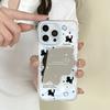 English Black Cat Wave Mirror Is Suitable for Apple 16/15/iphone13promax Huawei Makeup Mirror Mobile Phone Case