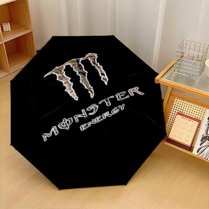 Stampa Monster Energy 8?Ombrello Pieghevole Automatico con Stecche Resistente al Vento Leggero per Viaggi all'Aperto