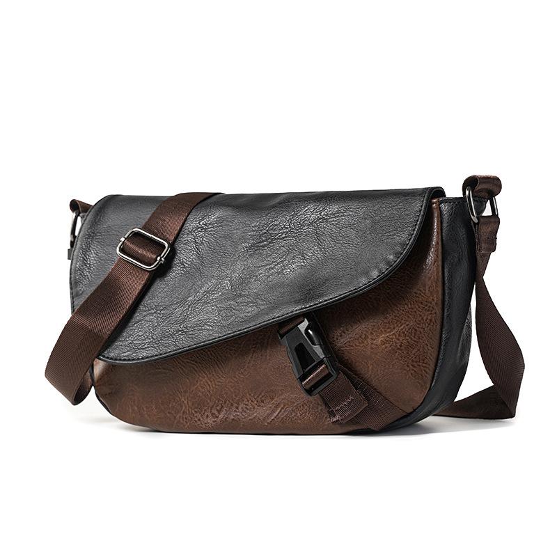 Retro Trendy Men S Mailman Bag Outdoor Men S Bag Messenger Bag Contrasting Colors Casual Versatile Hip Hop Trendy Street Shoulder Bag