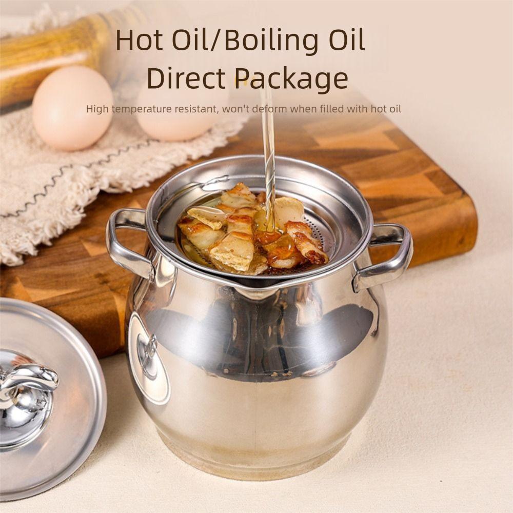 New 1.5/3.5L Oil Filter Pot Large Capacity Stainless Steel Cooking Oil Strainer Lard Strainer Storage Container Oil Pot Kitchen