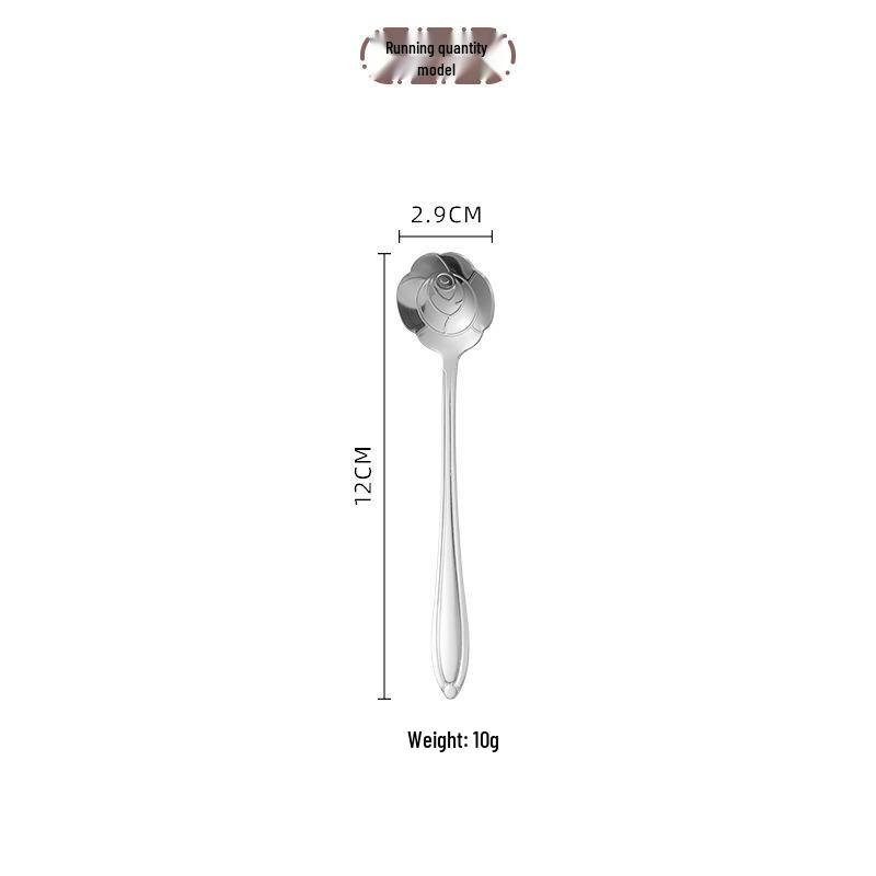 Cherry Blossom Long Handle Stainless Steel Spoon - Petal Design for Coffee & Desserts
