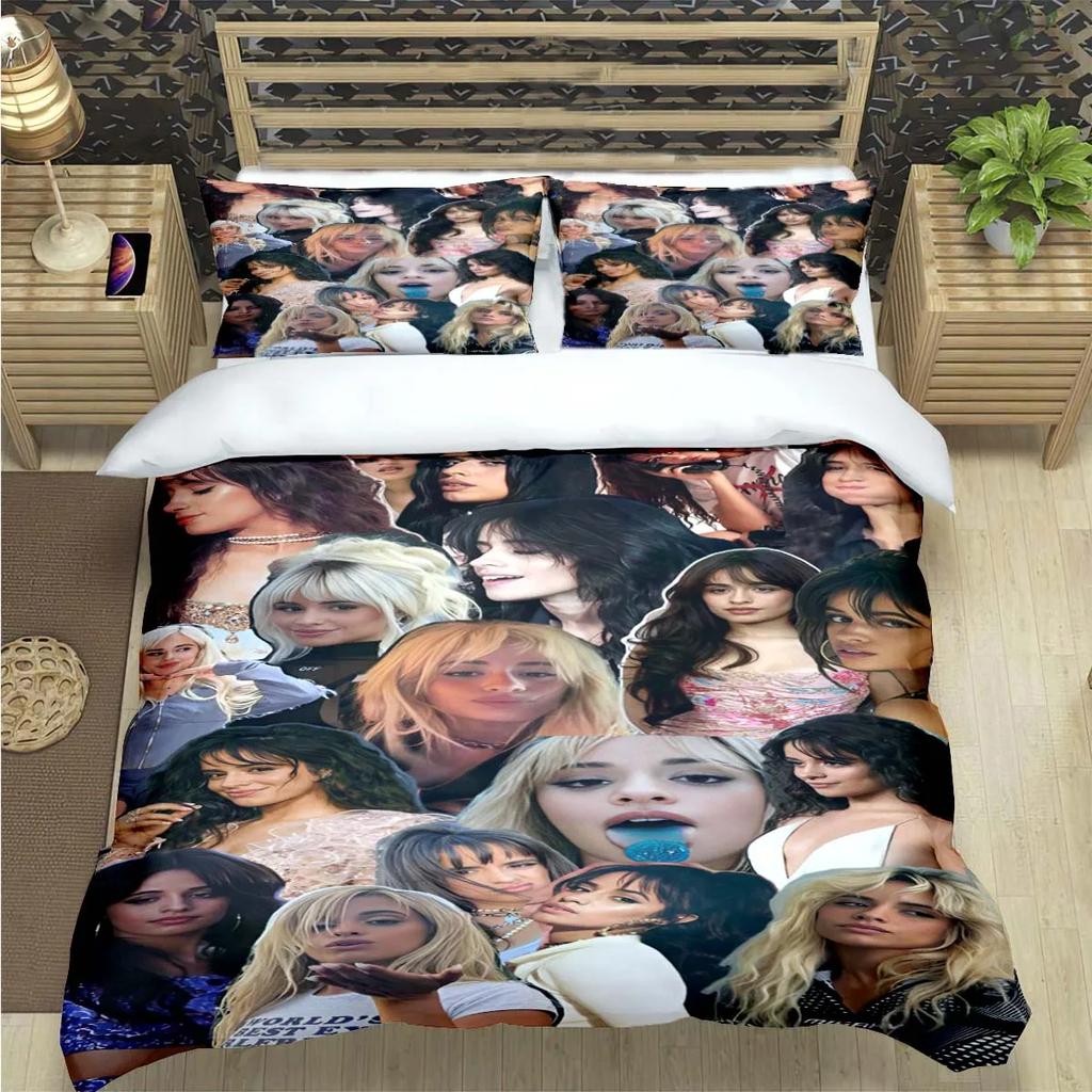 Popular Famous Singer C-Camila Cabello Print Bedding Sets Bed Supplie Set Comforter Set Teens Girls Twin Single Kid Gift