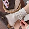 Women's Mid-Calf Hand-Knitted Korean Style Socks - Autumn/Winter Loose Cuff, Thin Wool, Toe Socks, Postpartum Friendly