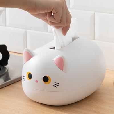 Tissue Dispenser Cute Cat Shaped Paper Holder Large Capacity Wide-Mouth Design Multi-Functional Storage Box