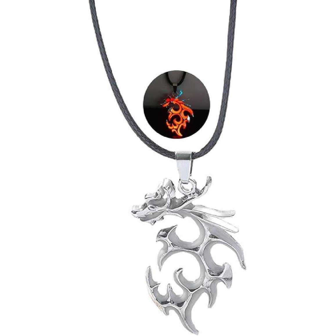 Luminous Dragon Pendant Necklace for Women Jewelry Fluorescent Glow Flying Dragon Necklace for Men Wings of Fire Necklaces