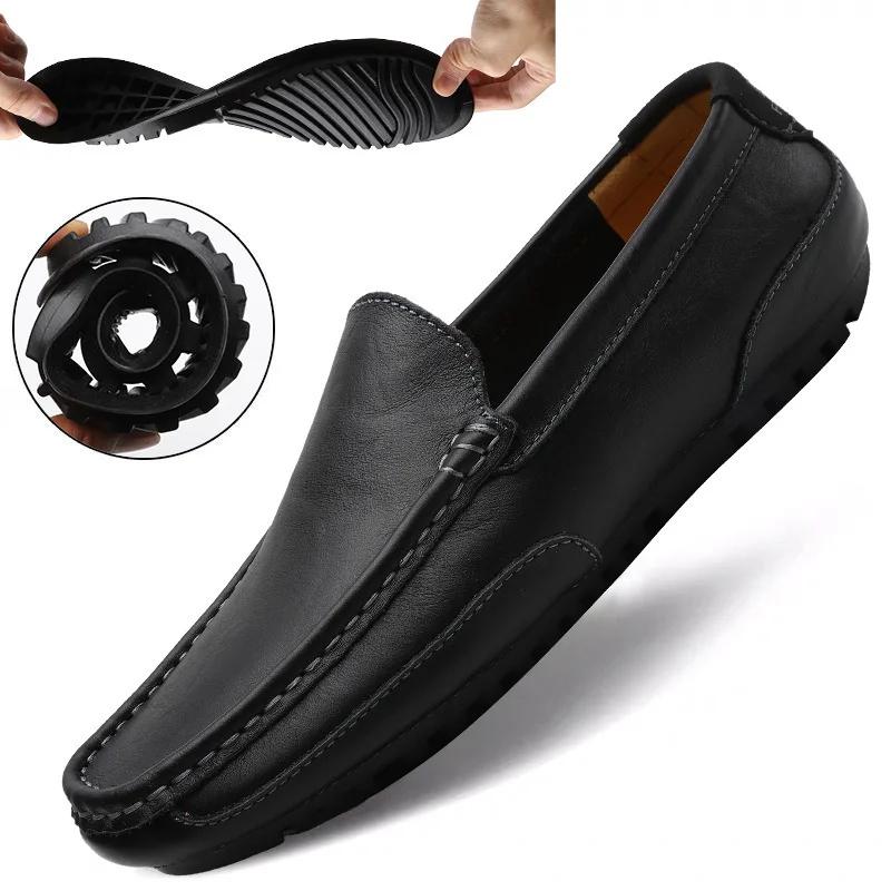 Moda Casual Slip on Formal Mocasines Hombre Mocasines Italianos Negro Masculino Zapatos de Conducir Zapatillas Zapatos Talla Grande Cuero Hombre Lujo Moderno