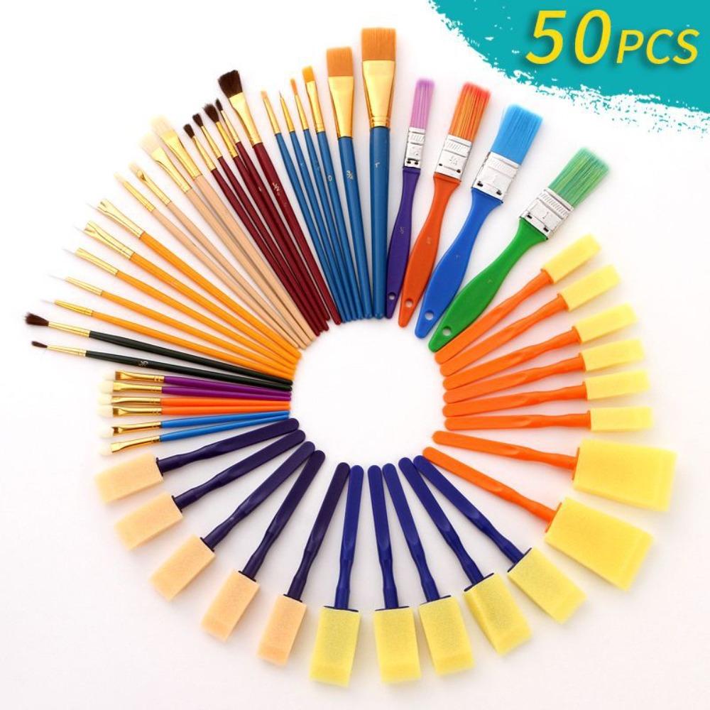 

50pcs Sponge Brush Painting Brush Set Multifunctional Art Paint Brushes Beginner Painter