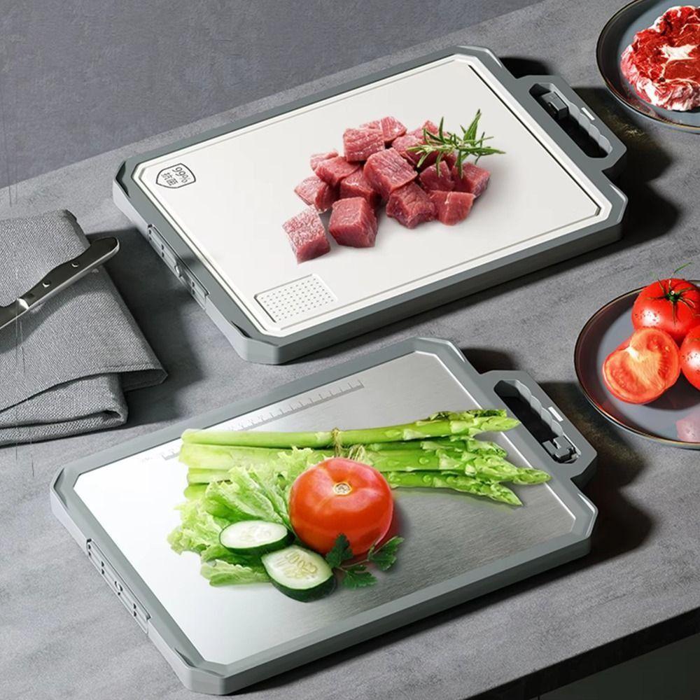 Double Sided Metal Cutting Board with Sharpener Chopping Mat Chopping Board  for Vegetables Fruits