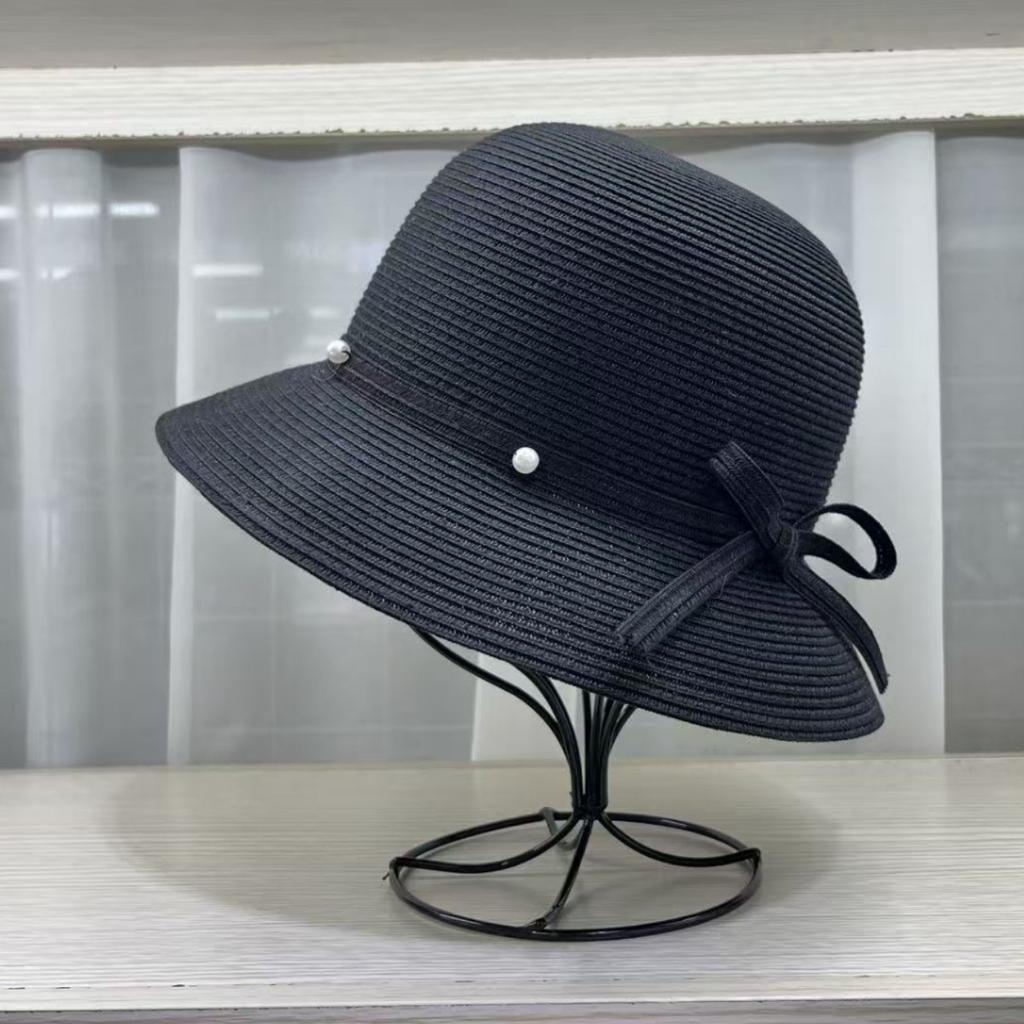 Niche elegant versatile small brim basin hat bucket hat women's summer travel foldable sun protection straw hat