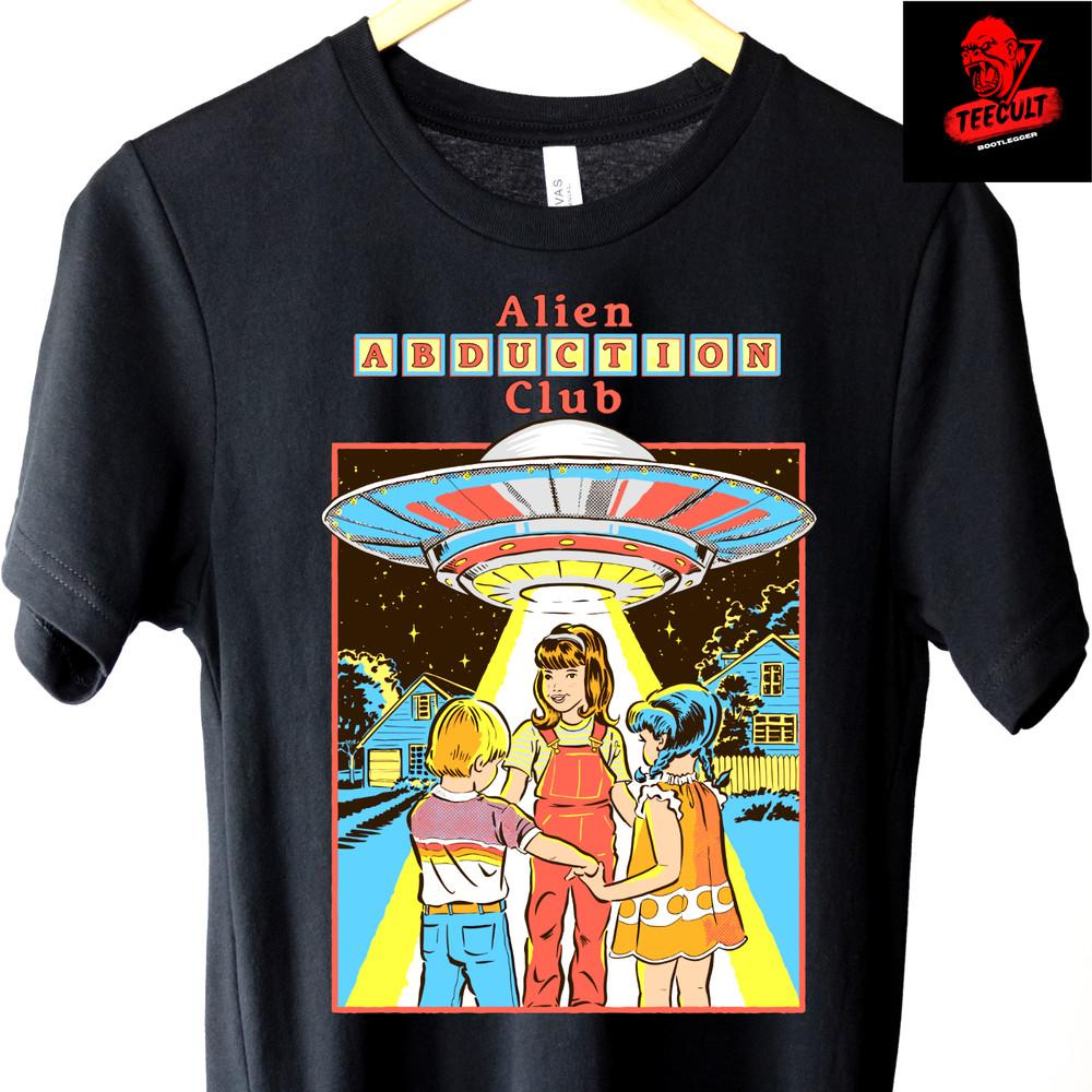 

Steven Rhodes #039;Alien Abduction Club#039; Aliens Funny Retro Horror TShirt S3XL Unisex T-Shirt XXXXL