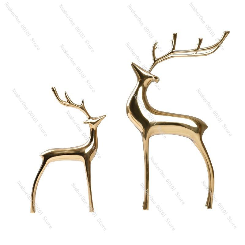 Pure copper deer ornaments creative home decoration dining room entrance wine cabinet display luxury elegant interior decorative