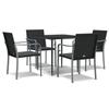 VidaXL Ensemble à Manger de Jardin avec Coussins 5 pcs, Chaises à Manger avec Accoudoirs, Ensemble de Meubles avec Table, 3186940