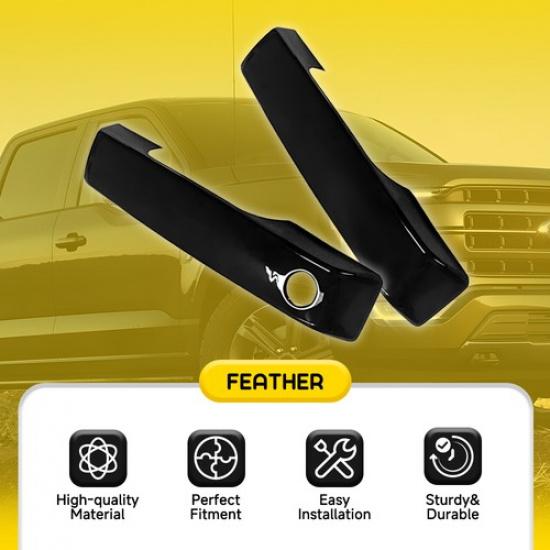 4pcs For Ford -2024 F-150 Gloss Black Exterior Door Handles ABS Covers Trims