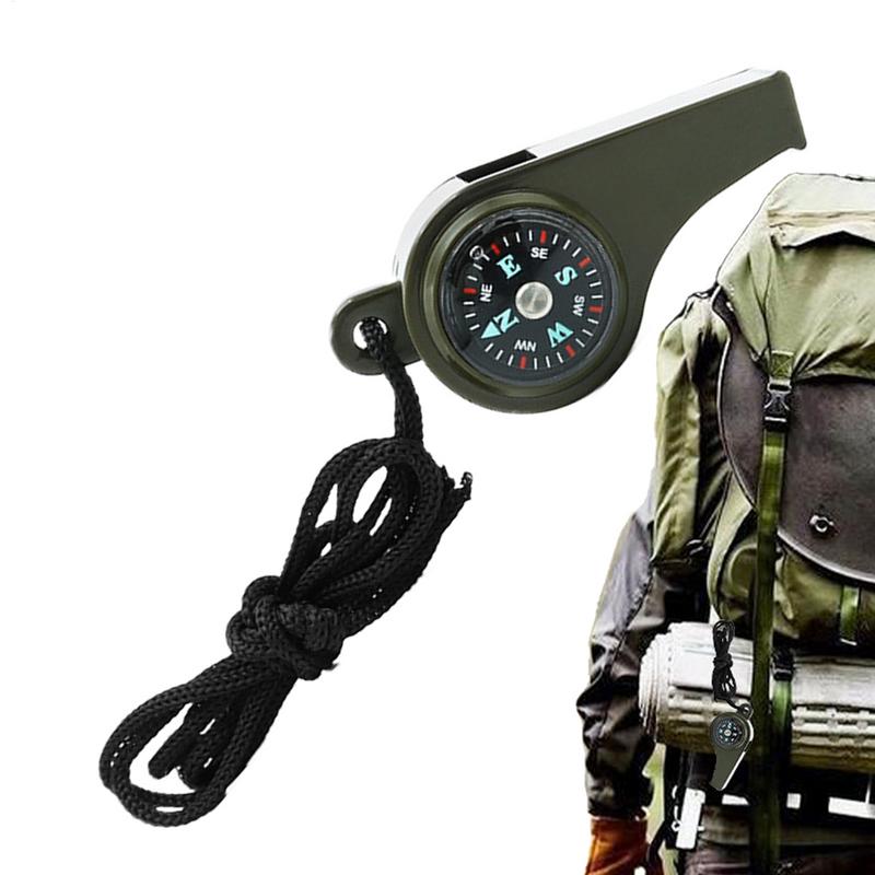 Survival Whistle with compass Thermometer for camping High Decibel Safety Whistle Referee Cheerleading Whistle for camping