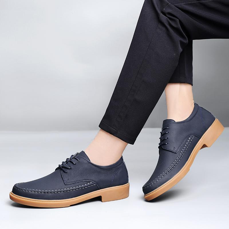 Fashion Men's Business Casual Leather Shoe With Lace -Up British-Style Daily Commuting Shoes Low-Top  Durable Trendy And Versatile Shoes