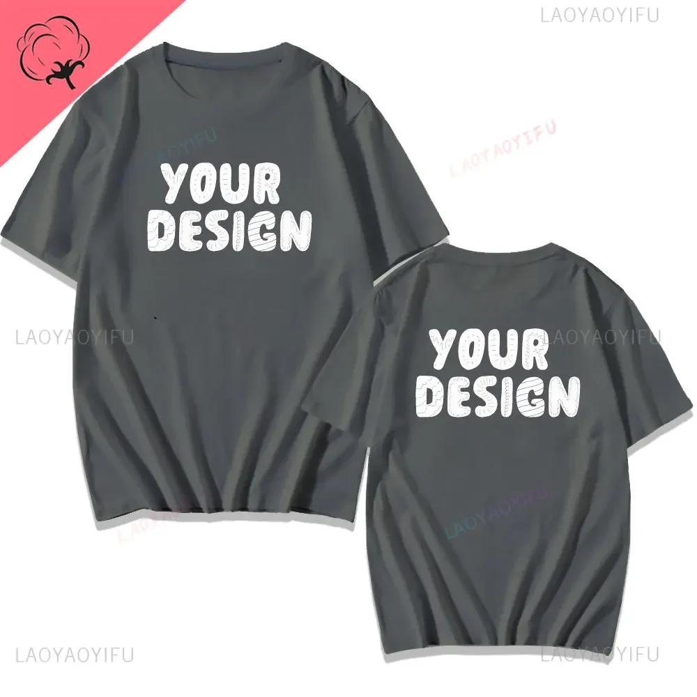 2025 Customized Printed Cotton Black White T Shirt Harajuku Men Women Tee DIY Your Like Photo Tshirt Fashion Custom Tops
