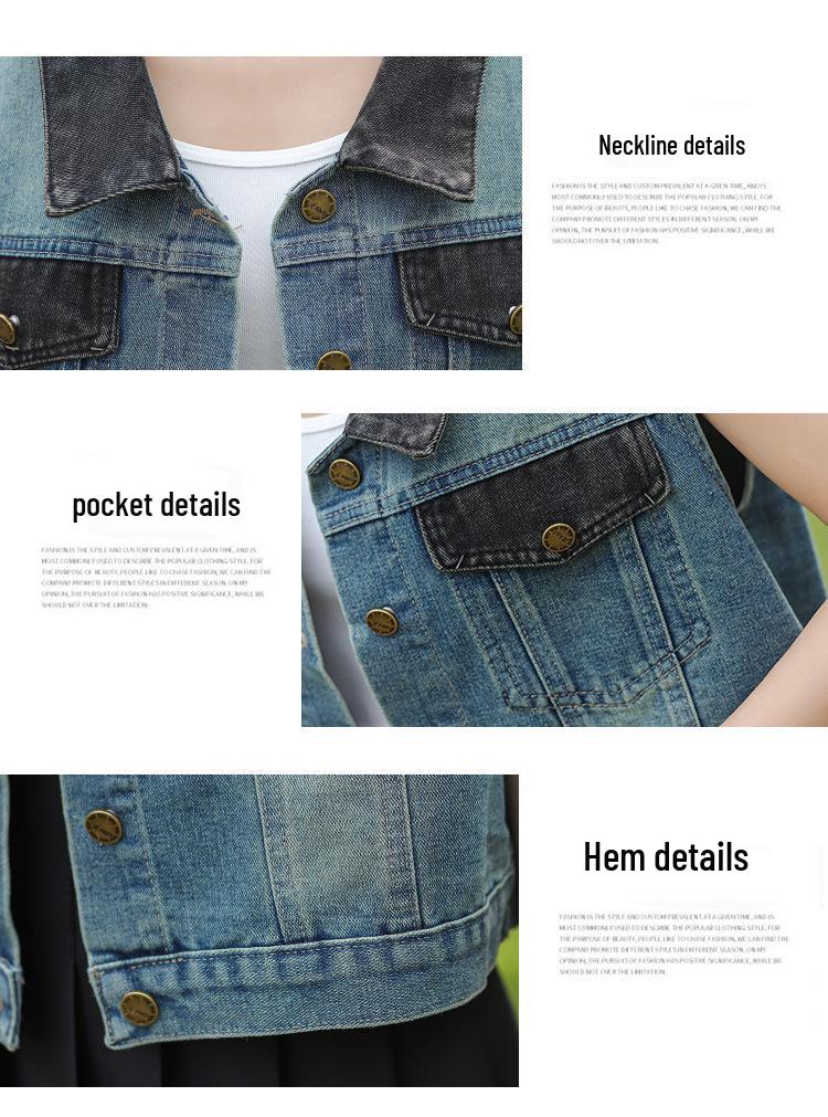 Women's Trendy Short Denim Vest with Pockets - Sleeveless and Slimming Shrug Top