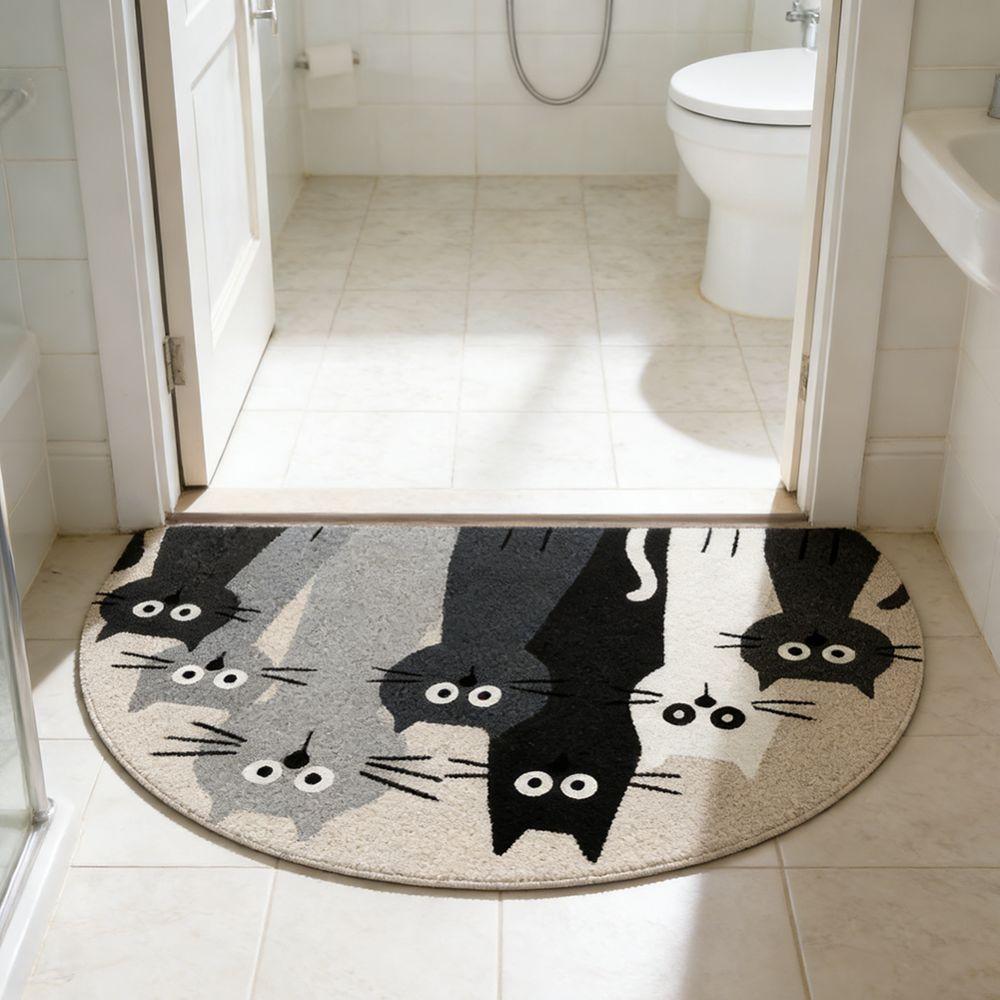 Anti Slip Bathroom Mat Cartoon Animal Cat Floor Mat Quick Dry Cat Absorbent Mat Bathroom Use