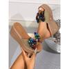 Sequin Bow Platform Sandals for Women 2025 Summer New Arrival Plus Size Thick Sole Strappy Sandals