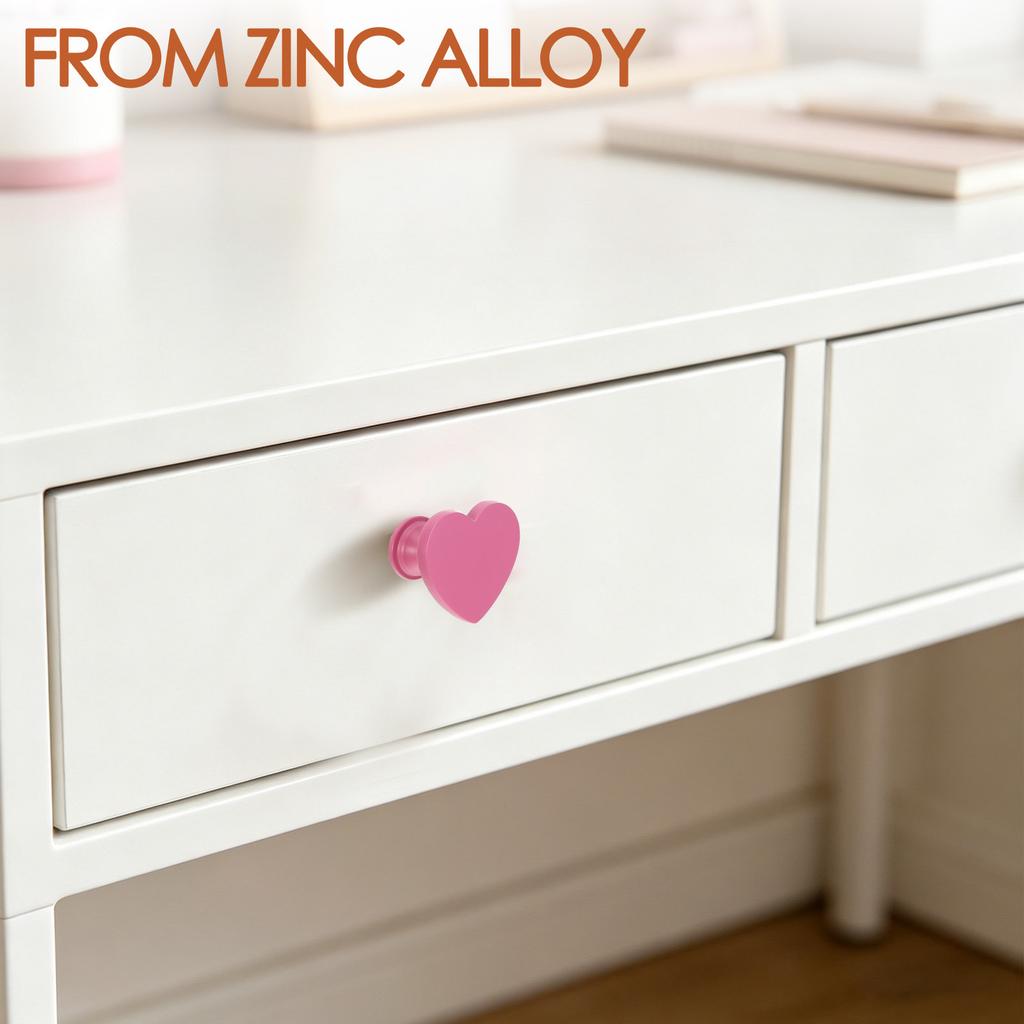 6Pcs Heart Shaped Cabinet Door Handles Zinc Alloy Decorative Drawer Knobs for Wardrobe Bedroom Cupboard Closet Pulls Black